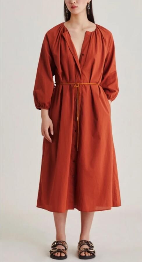 Momoni Terracotta Katoenen Jurk met Ballonmouwen Orange Dames - Foto 3