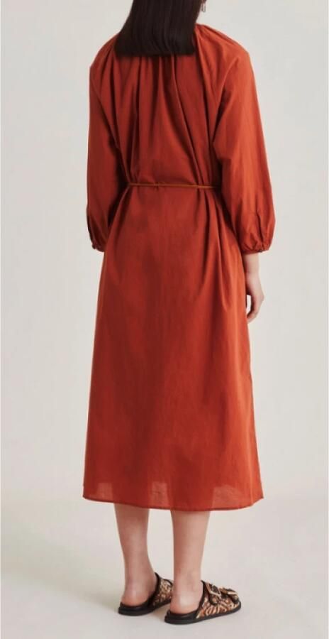 Momoni Terracotta Katoenen Jurk met Ballonmouwen Orange Dames - Foto 5