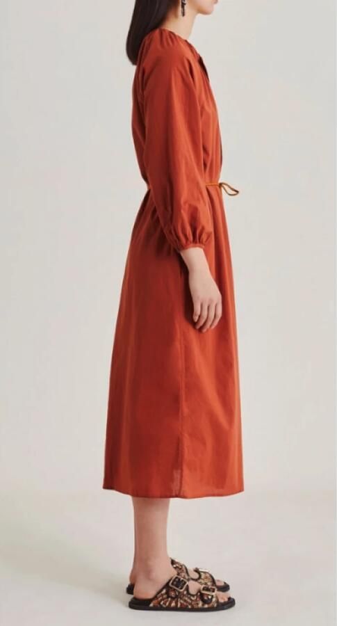 Momoni Terracotta Katoenen Jurk met Ballonmouwen Orange Dames - Foto 4