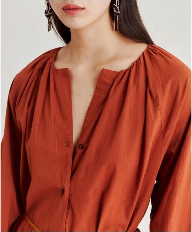 Momoni Terracotta Katoenen Jurk met Ballonmouwen Orange Dames - Foto 2