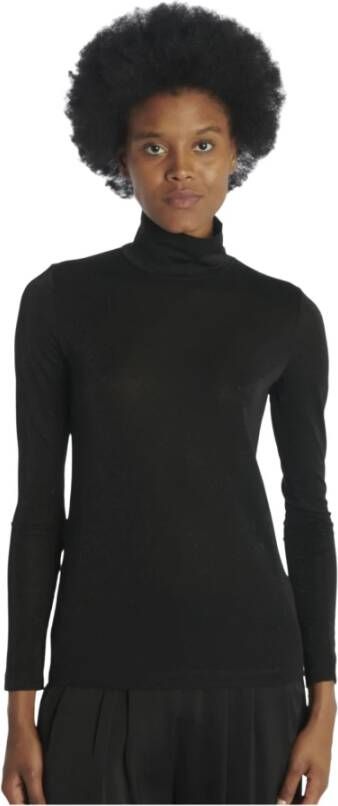 Momoni Zwarte Lurex Coltrui Sweater Zwart Dames