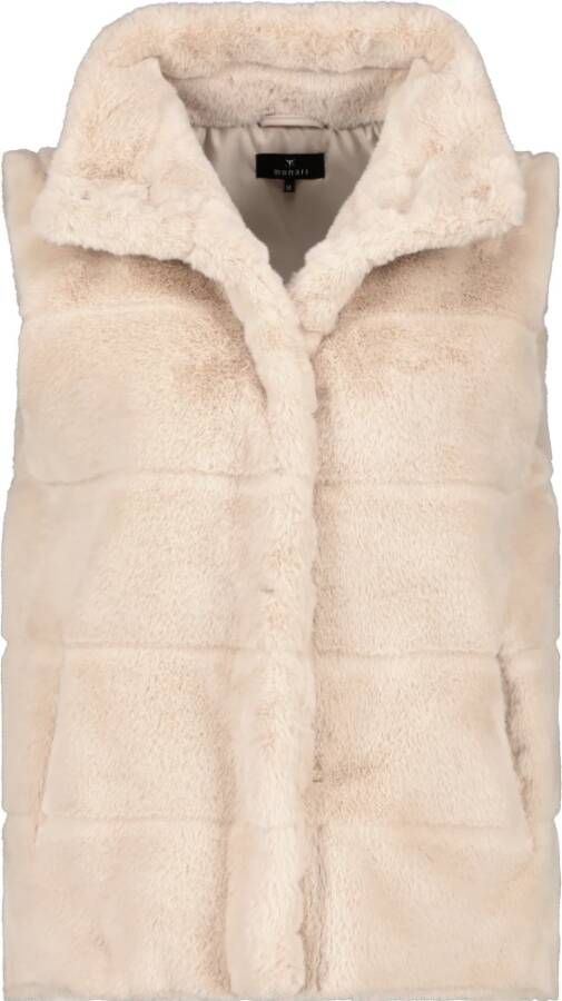Monari Gestreepte Pluizige Vest Beige Dames