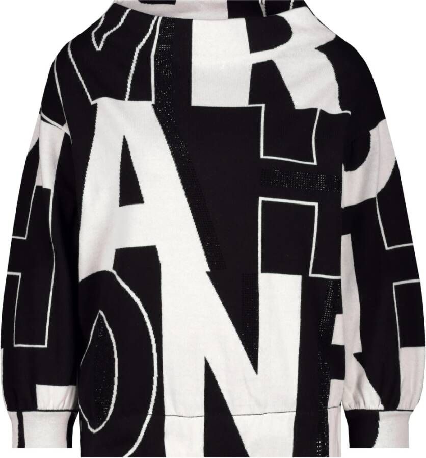 Monari Jacquard Pullover met Strass Stenen Zwart Dames