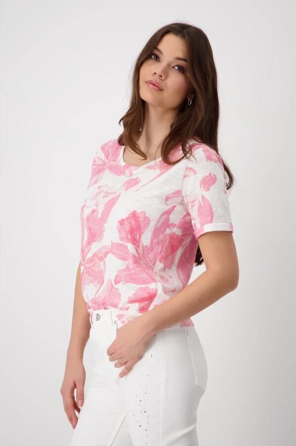Monari T-shirt met bloemmotief - Foto 3