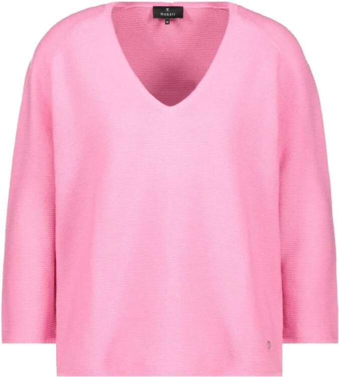 Monari V-neck Knitwear Roze Dames