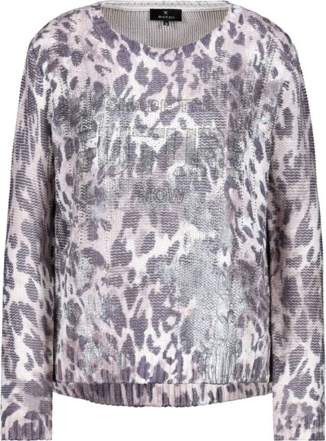 Monari Round-neck Knitwear Grijs Dames