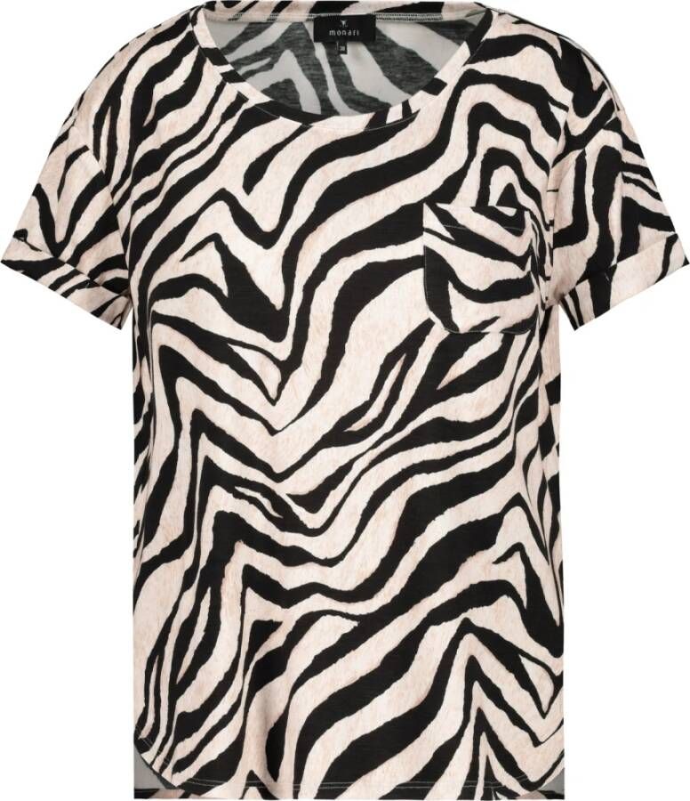 Monari Shirt met ronde hals met dierenprint