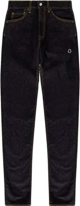 Moncler Logo Borduurwerk High-Rise Jeans Black Dames - Foto 1