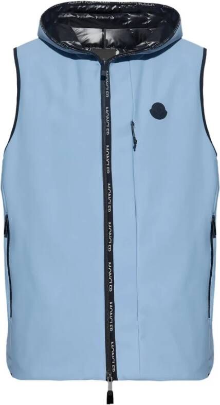 Moncler Mouwloos Hoogsluitende Vest met Rits Blue Heren