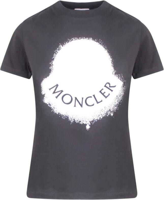 Moncler Bedrukt katoenen T-shirt Zwart Dames