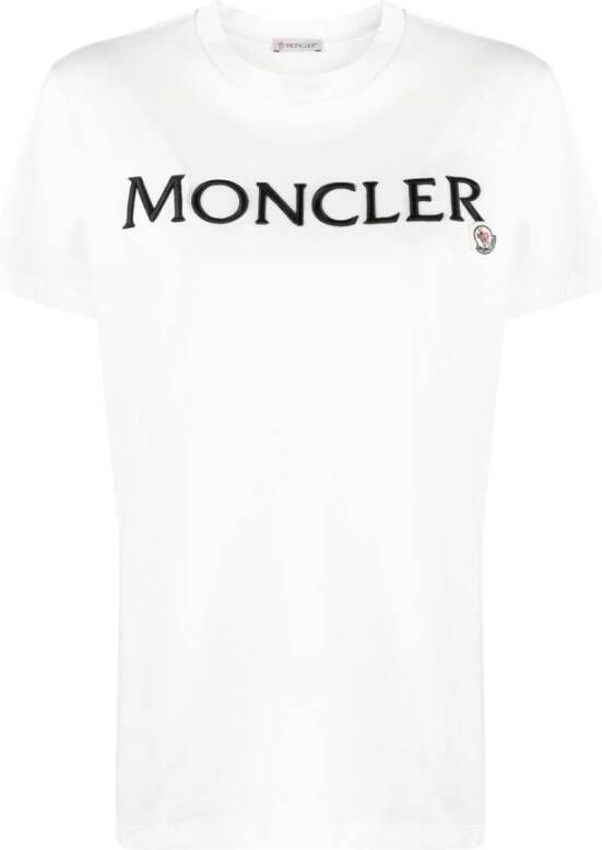 Moncler Beige Logo-Print T-Shirt Ss23 White Dames