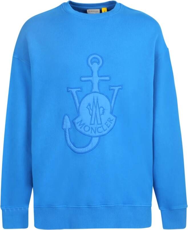 Moncler Blauwe Unisex Sweatshirt met Geborduurd Logo Blauw Heren