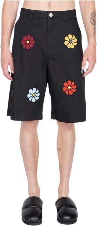Moncler Bloemen Bermuda Shorts Zwart Heren