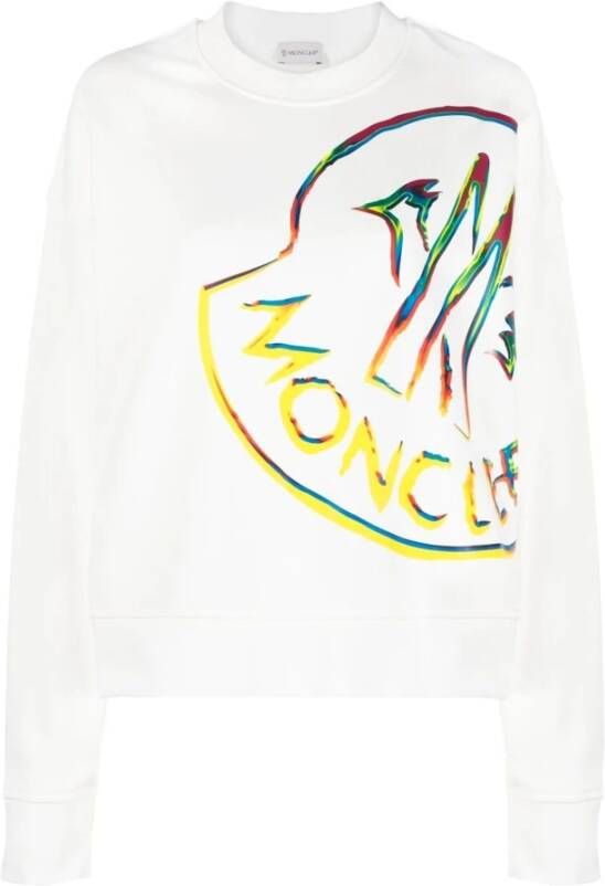 Moncler Comfortabele katoenen logo sweatshirt White Dames