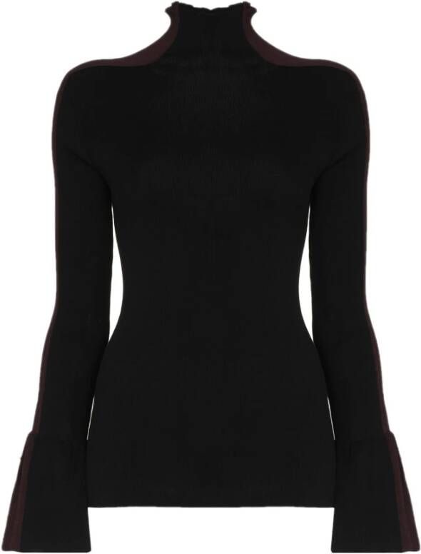 Moncler Contrast Panel Bell Sleeve Sweater Zwart Dames