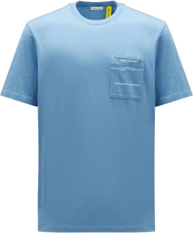 Moncler Frgmt Hiroshi Fujiwara Logo T-Shirt Blauw Blue Heren