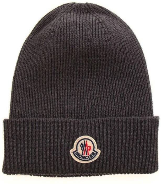 Moncler Gebreide Beanie Muts Grijs Heren