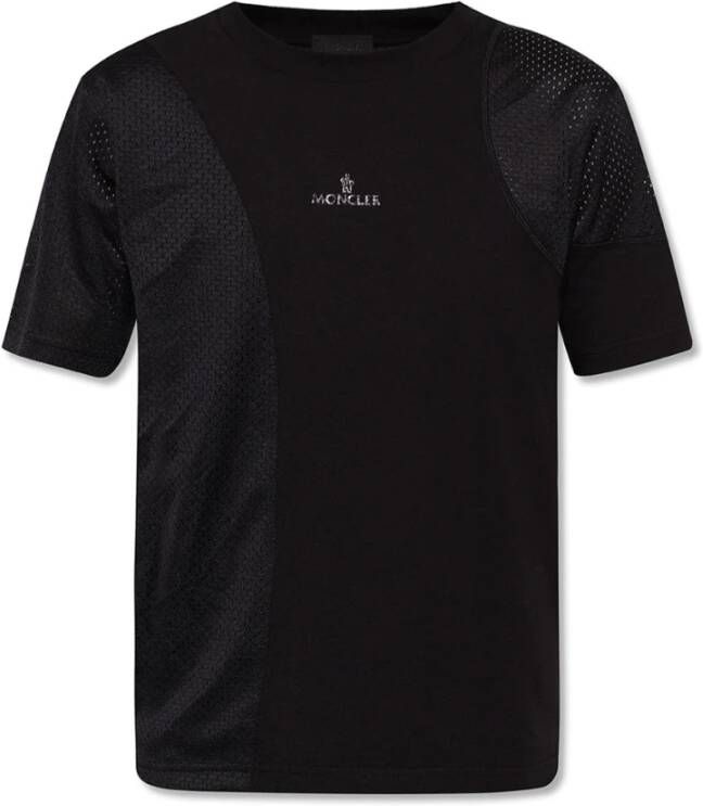 Moncler Mixed Media Logo T-Shirt Black Dames