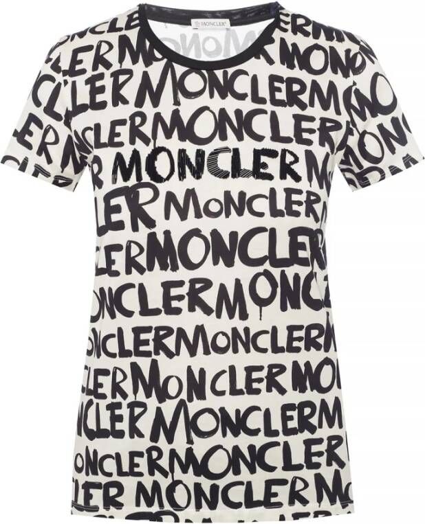 Moncler Gestreept T-shirt Beige Dames