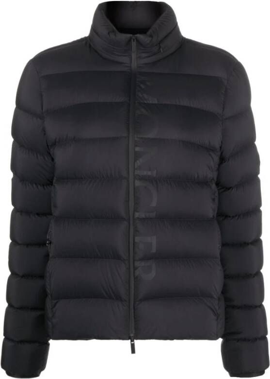 Moncler Gewatteerde jas met bedrukt logo Zwart Dames