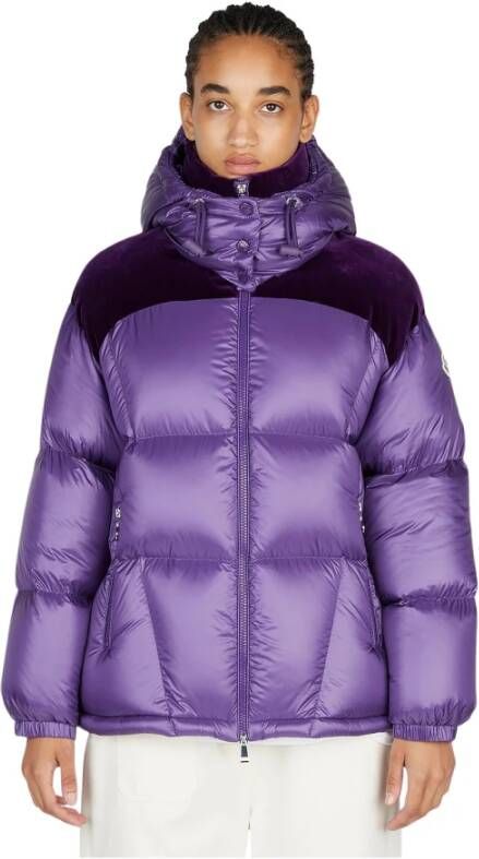 Moncler Gewatteerde jas met fluwelen schouders Purple Dames
