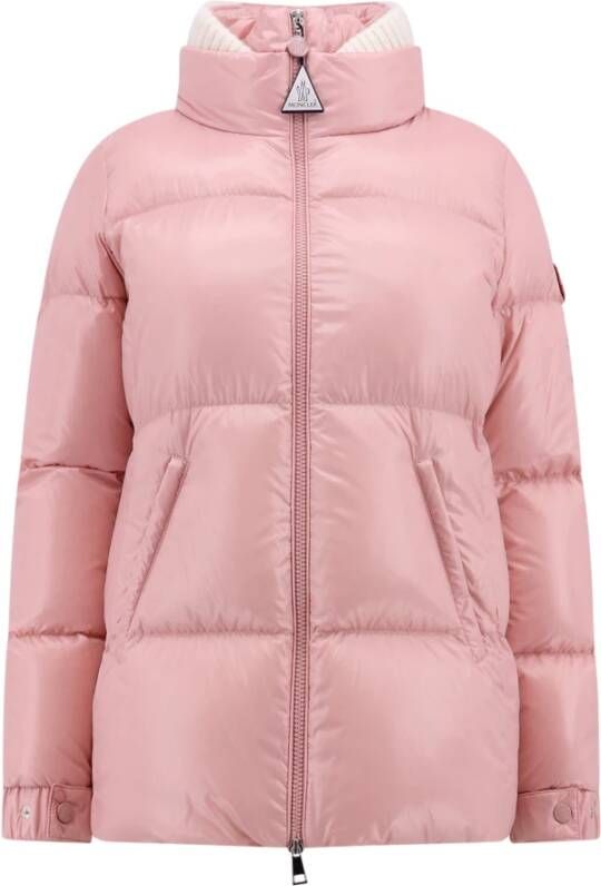 Moncler Gewatteerde nylon jas met afneembare wollen voering Roze Dames