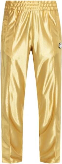 Moncler Glanzende gele sweatpants met logo patch Yellow Heren