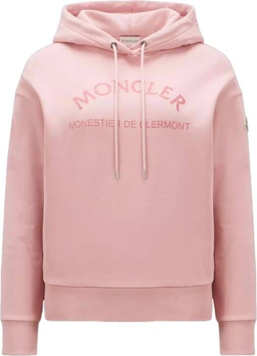 Moncler Glitter Logo Oversized Hoodie Roze Dames