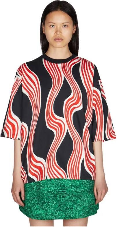 Moncler Grafisch Bedrukt Katoenen T-Shirt Zwart Dames