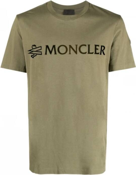 Moncler Groen Logo-Print Katoenen T-Shirt Groen Heren