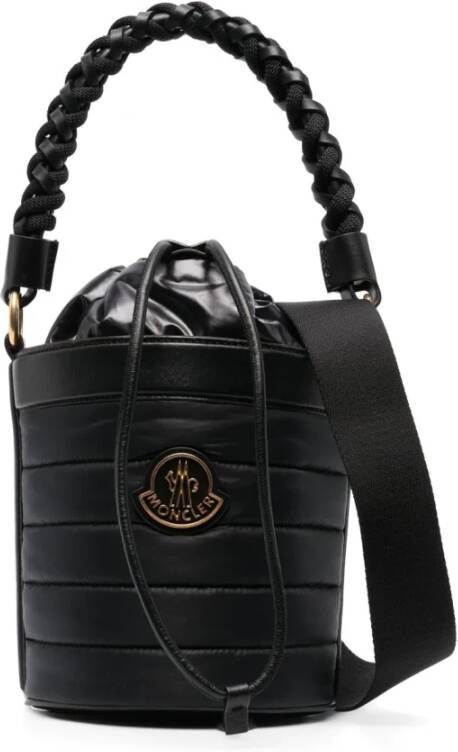 Moncler Zwarte handtas van donsgevuld leer met paracord-handvat Zwart Dames