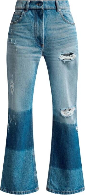 Moncler Heldere Blauwe Flared Jeans met Ster Intarsia Blauw Dames