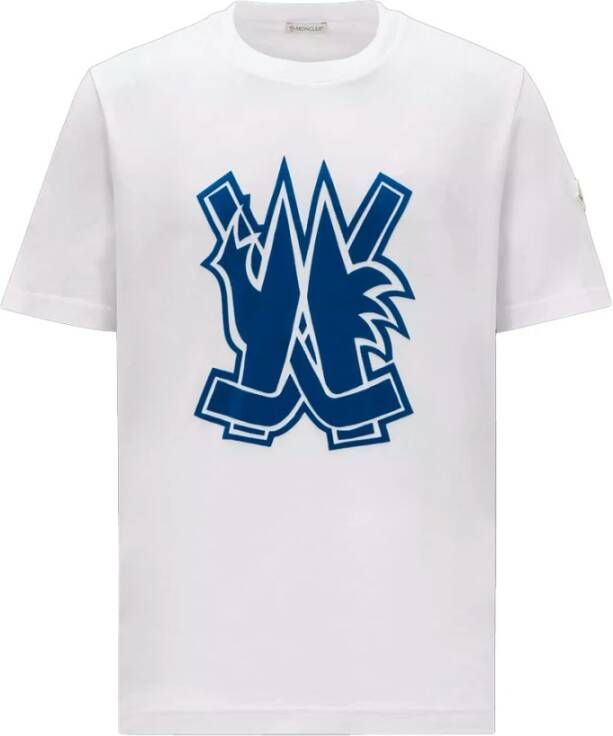 Moncler Hockey Logo T-Shirt Model I20918C0006589A7G002 White Heren