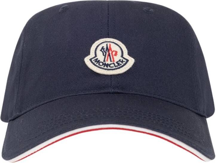 Moncler Logo Baseball Cap Marineblauw en Rood Blue Heren