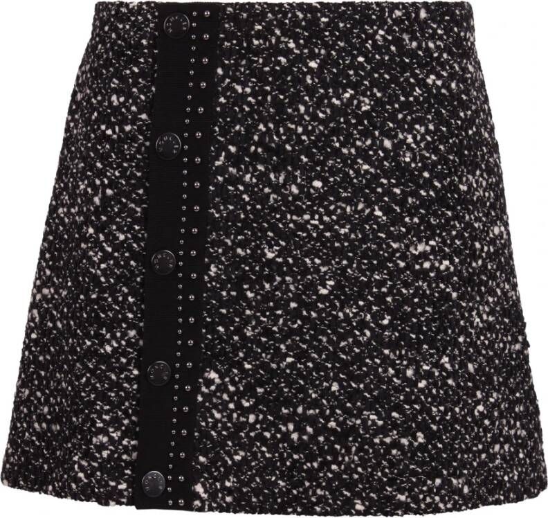 Moncler Hoge Taille Tweed Rok Zwart Dames