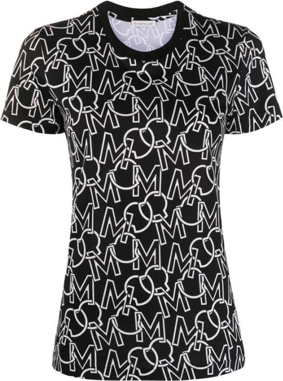 Moncler Iconisch Logo T-Shirt Zwart Dames