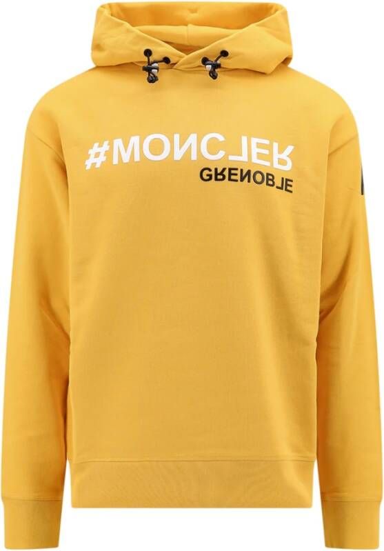 Moncler Katoenen sweatshirt met logo en capuchon Yellow Heren