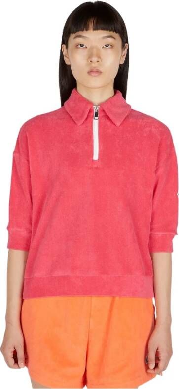 Moncler Katoenen Terry Polo Sweatshirt Roze Dames