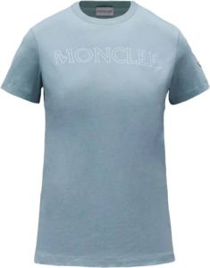 Moncler Laminated Logo T-Shirt Blauw Dames