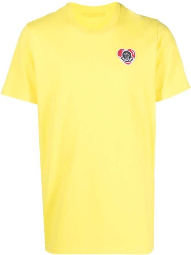 Moncler Logo Applique T-Shirt Yellow Heren