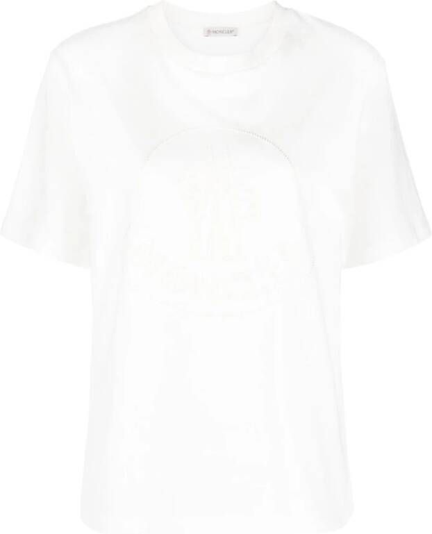 Moncler Logo-geborduurd Wit T-shirt White Dames