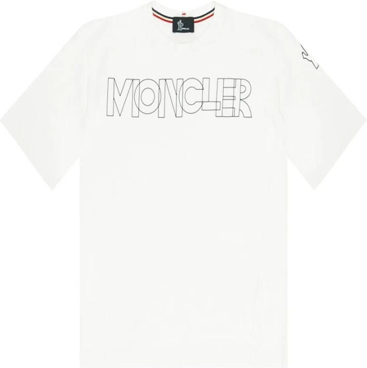 Moncler Logo Grafisch Wit Katoenen T-shirt White Dames