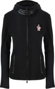 Moncler Logo-Patch Hooded Jacket Zwart Dames