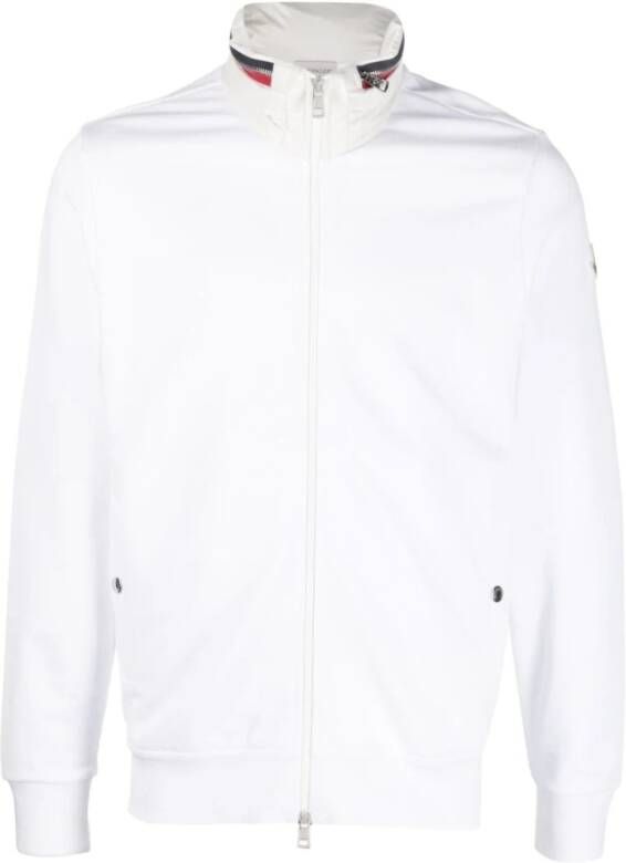 Moncler Logo-Patch Rits Sweater White Heren