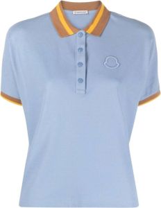 Moncler Logo-Patch Short-Sleeved Polo Shirt Blauw Dames
