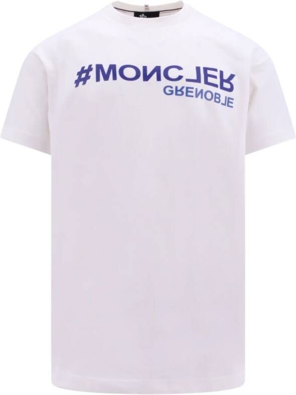 Moncler Logo Print Katoenen T-Shirt voor Heren White Heren