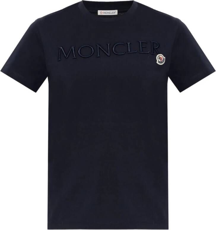 Moncler Logo T-shirt Blauw Dames