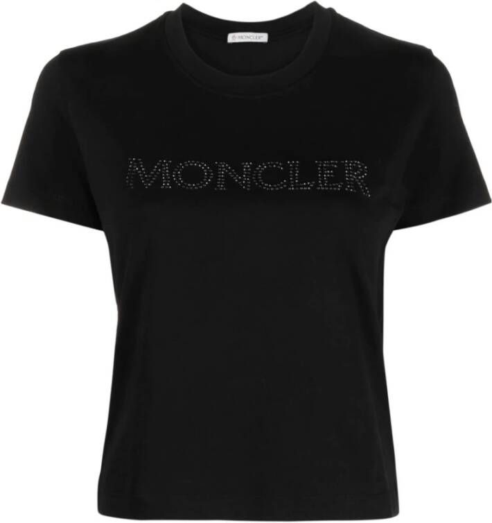Moncler Logo-versierd zwart katoenen T-shirt Zwart Dames