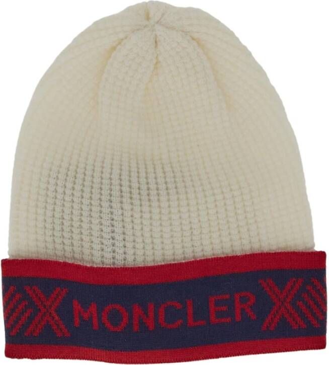 Moncler Logoed Beanie Klassieke Stijl White Unisex