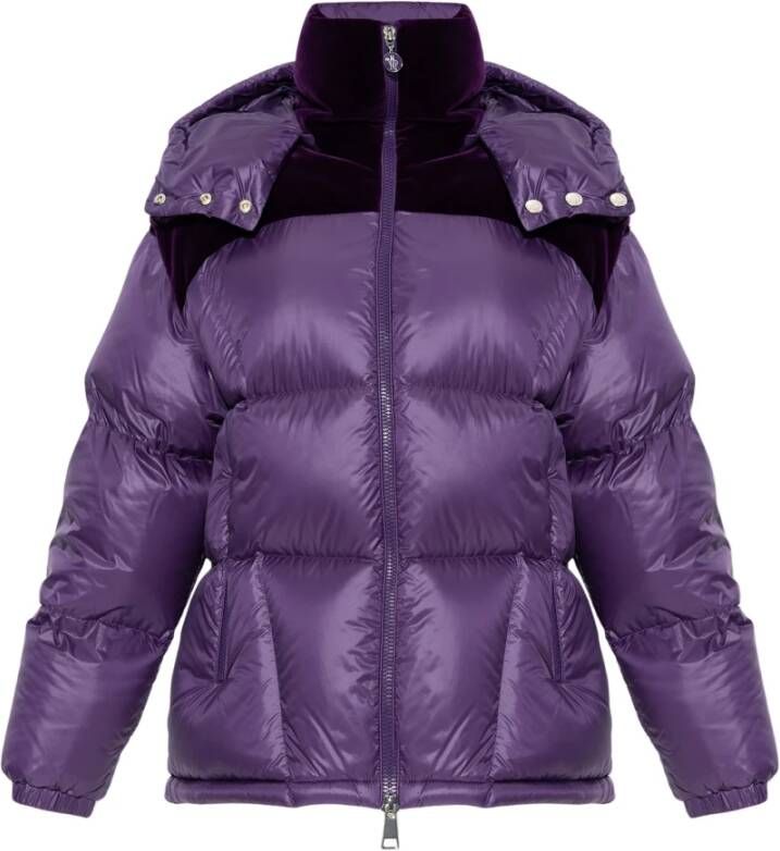 Moncler Gewatteerde jas met fluwelen schouders Purple Dames
